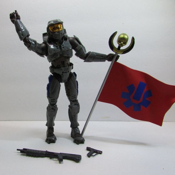 Halo 2 Joyride figure Steel Spartan CTF with magnum shot gun flag blue v… - Picture 1 of 4